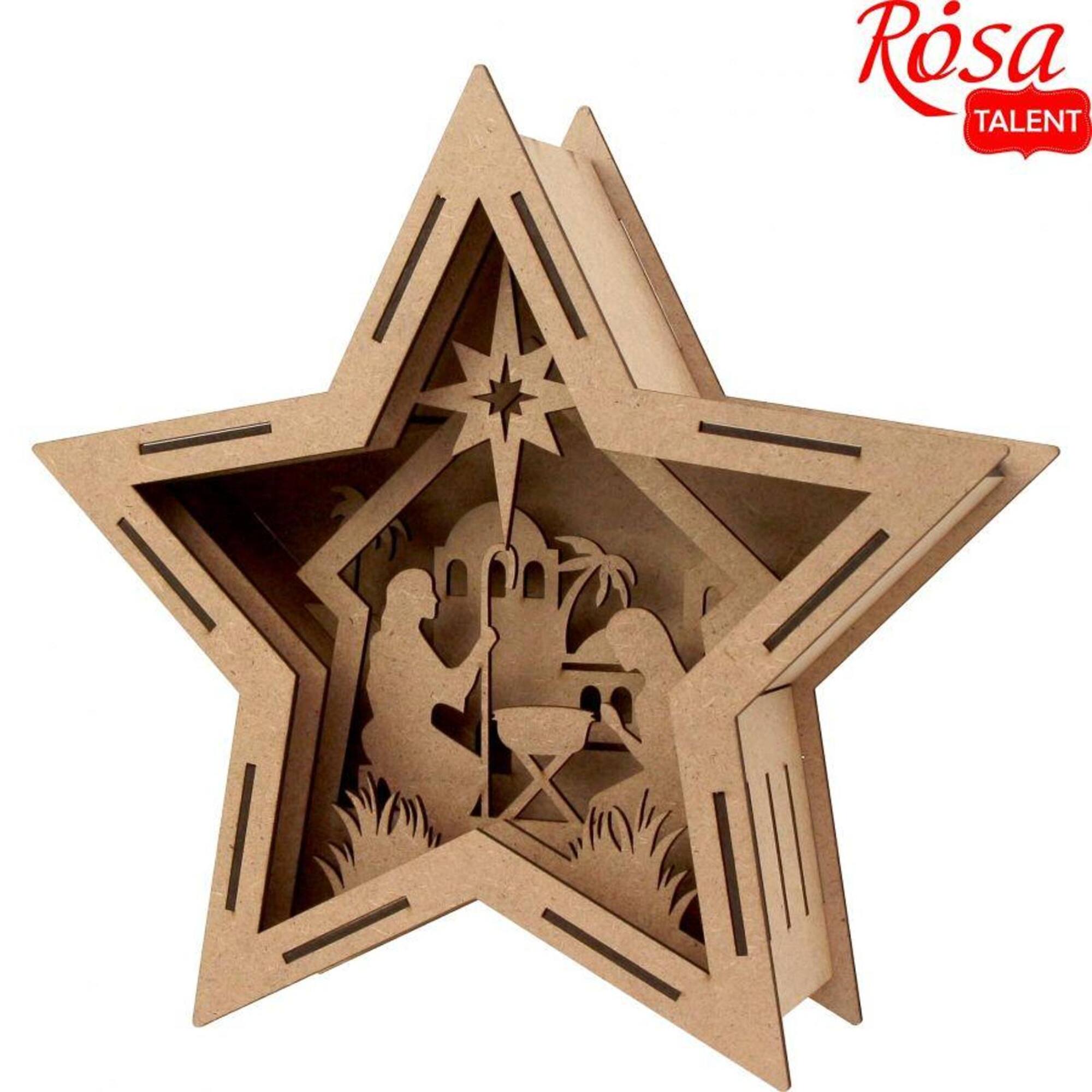 Rosa Talent Large Fiberboard Christmas Scene 3D Star Composition